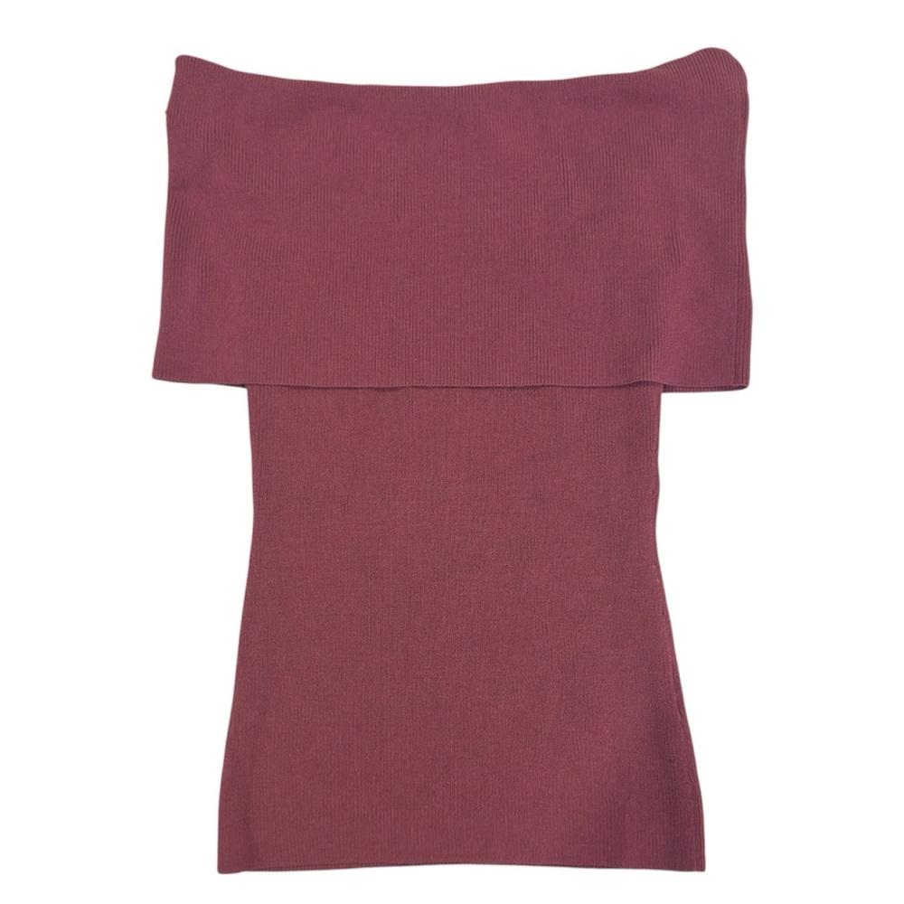 Wilfred Aritzia Off-The-Shoulder Ribbed Top - Rosewood